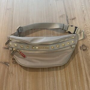 Michael Kors Beige and Gold Studded Belt Bag